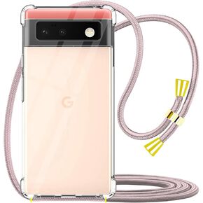 YESPURE for Samsung Galaxy S24 Ultra Transparent Case Cute Neck Cord Lanyard Strap for Women Crystal Clear Soft TPU Cornors Bumper Shockproof Phone Cover Protective Case for S24 Ultra - Rose Gold