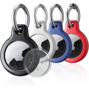 4 Pack Waterproof AirTag Holder Keychain,Air Tag Case with Anti-Lost Keyring,Hard TPU Air Tag Cases