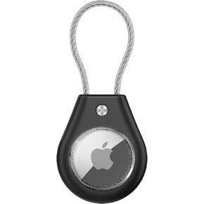 Secure Lock Airtag Holder Air Tag Case with Wire Cable,Waterproof Airtags Keychain for Apple Air Tags,Anti-Lost Protective Case Airtags Accessories for GPS Item Finder Tracker Luggage, Key, Pet,Black