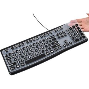 غطاء لوحة مفاتيح مطبوع كبير للوحة المفاتيح السلكية Logitech K120 & MK120، واقي لوحة مفاتيح بأحرف كبيرة كبيرة الحجم عالي التباين وسهل القراءة والكتابة - أسود in Kuwait