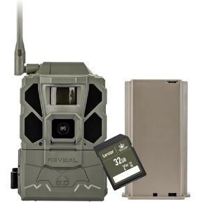 TACTACAM REVEAL X 3.0 Cellular Trail Camera - Multi Carrier, HD Photos & Videos, Pre-Installed Antenna, Built-in GPS, Low-Glow IR Flash, Fast Trigger Speed + Lipo Lithium Battery Pack and 32GB SD Card