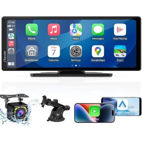 2024 CARPURIDE 9.3 Inch Carplay Screen for Car, Compatible with Wireless/Wired Apple CarPlay, Android Auto and Mirror Link - Bluetooth Audio, Navigation,Siri, FM, AUX, C92 with Backup Cam