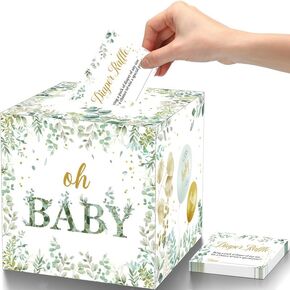 Diaper Raffle Box 51 Pieces Diaper Raffle Tickets with Diaper Raffle Card Box (1 Raffle Box + 50 Cards) Baby Shower Holder Box for Girl Boy Diaper Raffle Party