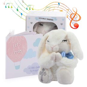Baptism Gifts for Girl, Baby Dedication Gift, Christening Gifts for Baby Girls, Baptism Gifts Set Include 7'' Plush Praying Musical Bunny and Let's Pray Book in Keepsake Box.