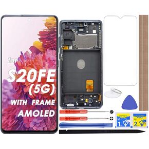 OLED LCD Screen Replacement Touch Digitizer Display Assembly(with Frame) for Samsung Galaxy S20 FE 5G SM-G781 SM-G781B SM-G781U SM-G781F/DS SM-G781W 6.5"(Support Fingerprint)