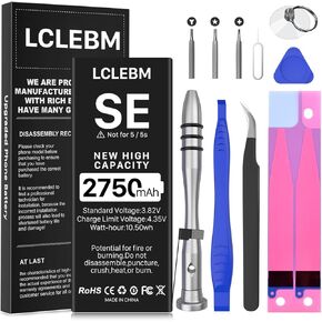 LCLEBM 2750mah Battery for iPhone SE 2016 1st Generation, High Capacity Li-ion Polymer Replacement Battery for iPhone SE with Repair Tools for iPhone SE First Generation in Kuwait