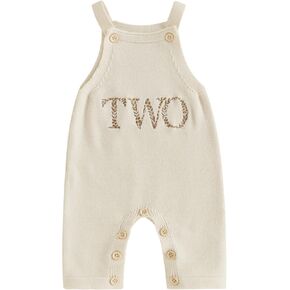 Newborn Baby Boy Girl Birthday Clothes Knitted Embroidery One Two Letter Romper Jumpsuit Cake Smash Bodysuit Outfit