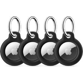 Maledan Air Tags-4 Pack Holder Keychain, PC GPS Case Key Ring for Apple AirTags, Key Chain Accessories for Apple Item Finder Tracker, Waterproof Itag Cover for Pet Dog Cat, Black/Blue/Red/Lavender
