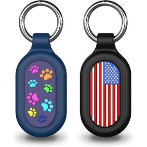 [2 Pack] for Samsung Galaxy SmartTag2 Case, Smart Tag2 Case Soft Silicone All-Round Protection & Waterproof for Samsung Smart Tag 2 with Key Ring, for Keys, Wallet, Luggage, Pets (Black+Blue)