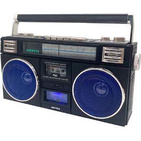 Retro Cassette Boombox، مشغل بلوتوث 5.1، مسجل كلاسيكي على طراز الثمانينيات، يدعم USB/Micro SD/AUX، راديو AM/FM، مكبرات صوت مزدوجة 30 وات، بطارية مدمجة بقوة 12000 مللي أمبير في الساعة in Kuwait