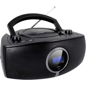HANNLOMAX HX-316CD CD/MP3 Boombox, AM/FM Radio, Digital Radio Frequency Display, Bluetooth, USB Port for MP3 Playback, LCD Display, Aux-in, AC/DC Power Source (Black)