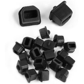 GINTOOYUN 20pcs USB B Anti Dust Cap Cover Plugs USB B Female Dustproof Plug Soft Silicone Protector Black