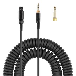 K702 Cable Coiled Aux Cord Compatible with AKG Q701 K712 K240 K240S K240MKII K141 K171 K181 K271 K271S K271MKII K241 K175 K275 headphone Audio Cable Wire with 6.35mm Adapter