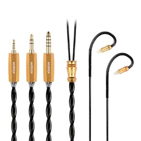 BlackSoul Silver Plated 5-Element Alloy and Rare Earth Alloy IEM Cable, HiFi Earphone Wired Upgrade Cable, 2.5mm/3.5mm/4.4mm Replacement Plug with MMCX/0.78mm 2PIN Removable Connector for Audiophile