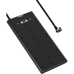 2 Prong Power Strip, WRXDMC 2 Prong to 3 Prong Outlet Adapter, 3600 Joules Surge Protector, 6 Feet Flat Plug Heavy Duty Extension Cord with 19 Widely Outlets, 4 USB Ports, 1875W, Black