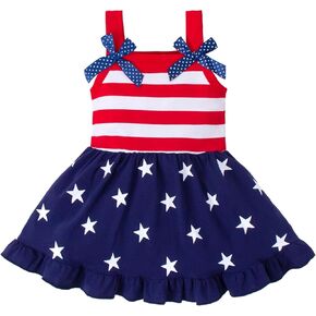 Magic Park Baby Girls Independence Day Dress Toddler Girl 4th of July Outfits Kids Stars Stripes Dresses Patriotic Clothes