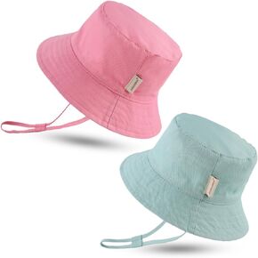 JANGANNSA Cotton Girls Baby Sun Hat Toddler Bucket Hat Wide Brim Kids Beach Sun Caps Infant Girls Summer