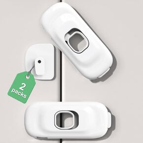 Child Proof Refrigerator Lock, 2 Pack Fridge Locks for Kids with 3M Adhesive Backing, Fridge lock for Refrigerators,Oven Lock,Drawers,Wardrobes and Freezers,Child Safety Cabinet Locks Baby Proofing