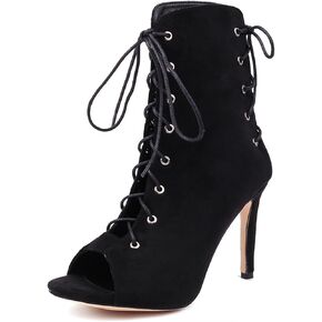YKXLM Peep Toe Booties Latin Dance High Heel for Women Salsa Professional Ballroom Dance Shoes