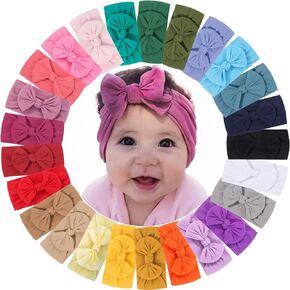 ALinmo 25PCS Baby Nylon Headbands Soft Hairbands Hair Bow Elastics for Baby Girls Newborn Infant Toddlers Kids