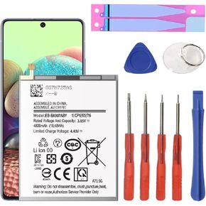 Galaxy A71 5G Battery, 4800mAh Upgraded 2024 New 0 Cycle EB-BA907ABY Battery Replacement for Samsung Galaxy A71 5G SM-A716U with Professional Replacement Tool Kits