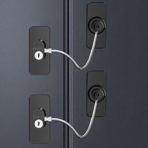 Fridge Lock (2 Pack),Refrigerator Lock with Keys,for Fridge, Cabinet Locks, Drawers, Dishwasher, Toilet and Child Safety Cabinet Locks, Traceless Adhesive No Drilling (Black)