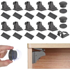 Child Safety Adhesive Magnetic Cabinet Locks, No Screws or Drilling, Baby Proof Locks for Cabinets and Drawers, 10 Locks and 2 Keys