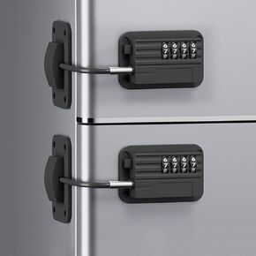 Fridge Lock (2 Pack), Heavy Duty Combination Fridge Lock, for Fridge, Cabinets, Drawers, Window and Child Safety Cabinet Lock, Strong Non-Marking Adhesive No Drilling (White)