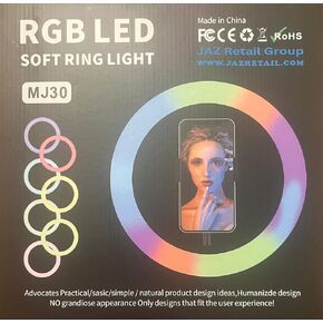 JAZ Ring Light for Selfie with Metal Stand for Pictures, Video, Streaming as YouTube, Instagram & TikTok, works with Phones, Smartphones, Cameras & Webcams. MJ30 12-Inch RGB LED Ring Light Tripod in Saudi Arabia