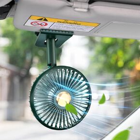 Usb Car Fan Oscillating Rechargeable Fan with Colorful Light Battery Powered, 360° Rotatable Portable Clip Fans That Blow Cold Air, Small Cooler Mini Fan Silent, for Vehicle Van Truck Suv Rv
