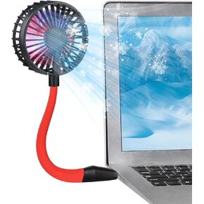 Glovion USB Fan Mini Desk Fan USB Powered Personal Fan 3 Speeds Strong Airflow Portable Fan with Night Light, ON/OFF Button, Flexible Laptop Cooling Fan for Office Home Bedroom Desktop Travel