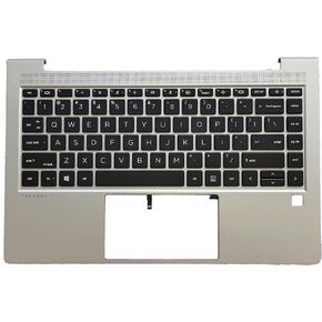 Replacement Laptop Upper Case Palmrest Backlit Keyboard Assembly Part for HP Probook 440 G8 445 G8 M23769-001 Silver