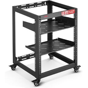 20U Server Rack Network Cabinet - Open Frame Rack, Wall Mountable Heavy Duty Designs for Servers & AV Gear | Compatible with 19" Equipment Standard (Black)