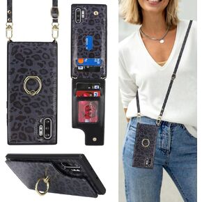 for Samsung Galaxy Note 10 Plus Case with Card Holder and Strap for Women,Crossbody Lanyard,Stand Ring Kickstand,Snap Clasp,Phone Wallet Cases 6.8 inch(Beige)