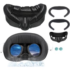 وسادة غطاء وجه سميكة VR لملحقات Meta/Oculus Quest 3، استبدال واجهة الوجه بقطن الحرير الجليدي الرائع مع وسادة وسادة وجه PU مقاومة للتعرق (ليست لقاعدة الشاحن الرسمية) in Kuwait