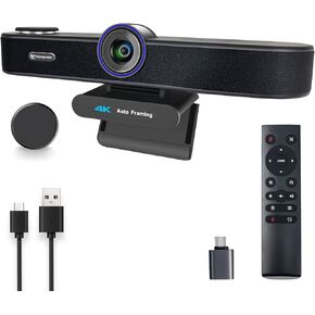 كاميرا ويب تكبير رقمي 4X بدقة 4K مع ميكروفونات ومكبر صوت، وكاميرا ويب ePTZ مع جهاز تحكم عن بعد وميكروفونات استريو مزدوجة وكاميرا ويب مؤطرة تلقائيًا لمؤتمرات التكبير والتصغير وSkype وOBS ويوتيوب... in Kuwait