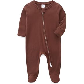 Unisex Baby Boy and Girl Zipper Onesie Solid Toddler Footie One-piece Infant Romper Jumpsuit
