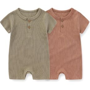 Unisex Short Sleeve Baby Romper 2 Pack Cotton Solid infant Boy Girl Jumpsuits Soft New Born Clothes