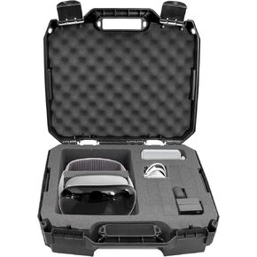 CASEMATIX Travel Case Compatible with Apple Vision Pro VR Headset and Vision Pro Accessories, Includes Foam Lens Protector With Customizable Accessory Storage and Separate VR Headset Storage