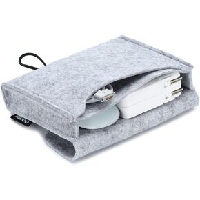 Bag for Power Adapter Storage, Felt Portable Electronics Accessories Organizer Pouch forLaptop Power Supply Magic Mouse Charger Cable Hard Drive Power Bank Protective Case Pouch (BLACK)