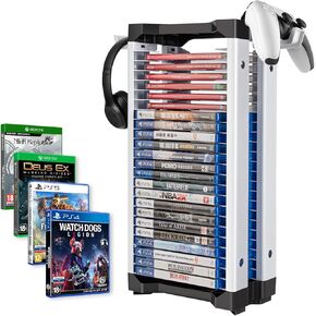ASFSKY Game Storage Tower Universal Video Game Storage for 48 Games Storage ABS Stand Compatible with PS5 PS4 Xbox Nintendo Switch Games Gamer Gifts (46)