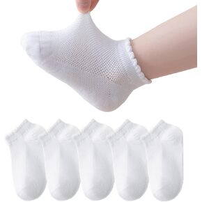 Meeshine Baby Girls Boys Mesh Thin Socks Toddler Low Cut Cotton Ankle No Show Socks for 1-8T Kids(5 Pairs)