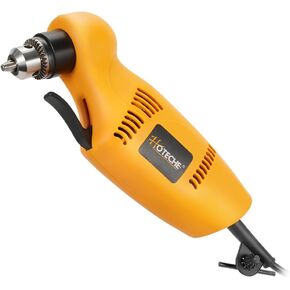 Hoteche 3/8-Inch Right Angle Drill, 3.8A Electric Corded Power Drill with Variable Speed 0-1400 RPM, Forward & Reverse Switch, Compact Design for Tight Spaces