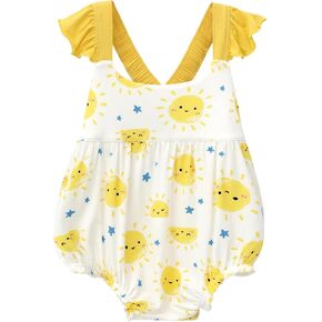 Baby Girl Camisole Bodysuits Ruffle Sleeveless Jumpsuit One Piece Summer Outfit Clothes, Viscose Made from Bambo