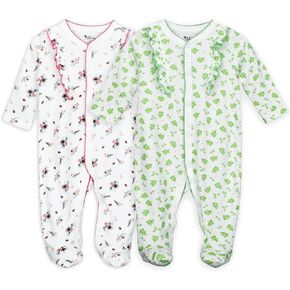 Baby Boys Girls Cotton Footies Multi Pack Long Sleeve Baby Footed One-Piece Jumpsuit Multi Pack