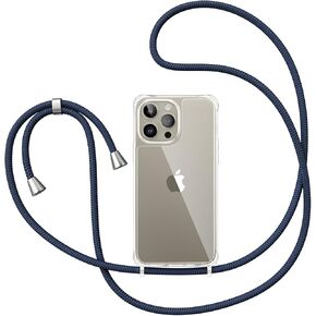 ZTOFERA Compatible with iPhone 15,Clear Case with Adjustable Lanyard,Soft Slim TPU Shockproof Protective Crossbody Case for iPhone 15,6.1 inch-Black