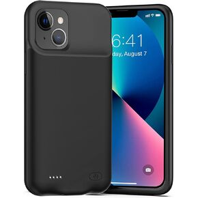 Battery Case for iPhone 13, [Upgraded] 7000mAh Ultra Slim Rechargeable Portable Charging Case Compatible with iPhone 13 (6.1 inch) Extended Battery Pack Protective Charger Case with Carplay (Black)