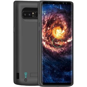 Battery Case for Samsung Galaxy Note 8, 6500mAh Rechargeable Battery Charging/Charger Case with S-Pen Hole, Adds 1.4X Extra Juice, Charges 2 Devices Simultaneously Black