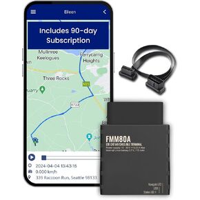 GPS Tracker for Vehicles - Easy Install, Battery Connected - 4G LTE Hidden Mini OBD Car Tracker Device, Real-Time Tracking 90-Days Subscription Included with Extension Cable (Rastreador GPS)