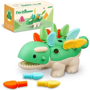 Toddler Montessori Toys Baby Sensory Learning Fine Motor Skills Toy for 6 9 12 Months One Year Old Boy Girl Birthday Gift Ages 1 2 3 4 Kid Dinosaur Educational Toys Sorting Stacking Color Recognition